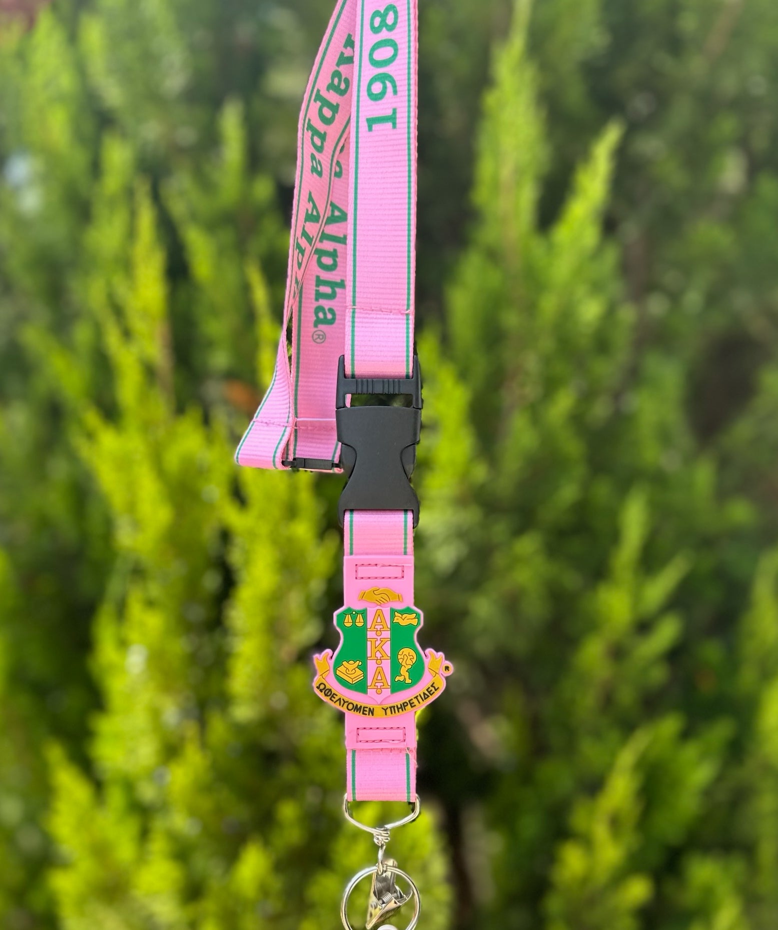 AKA Pink & Green Shield Lanyard