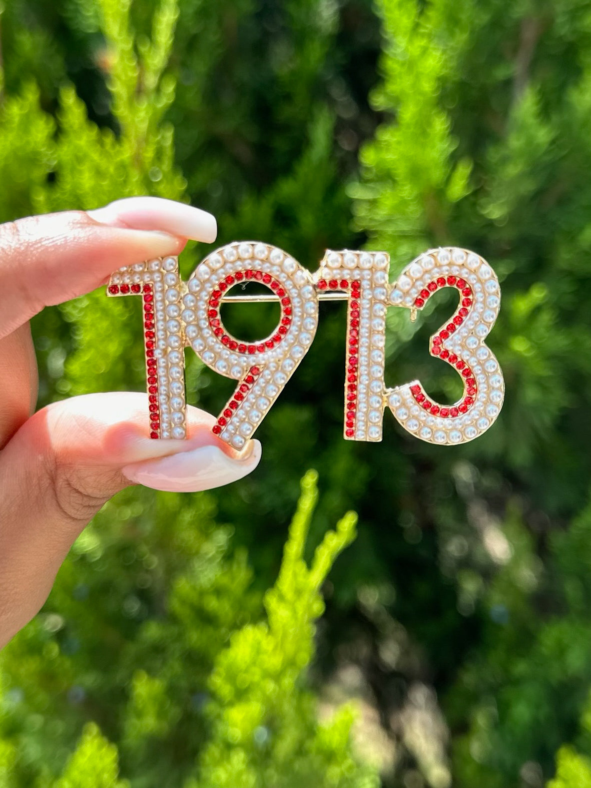 DST Pearl & Crystal 1913 Sorority Brooch Pin