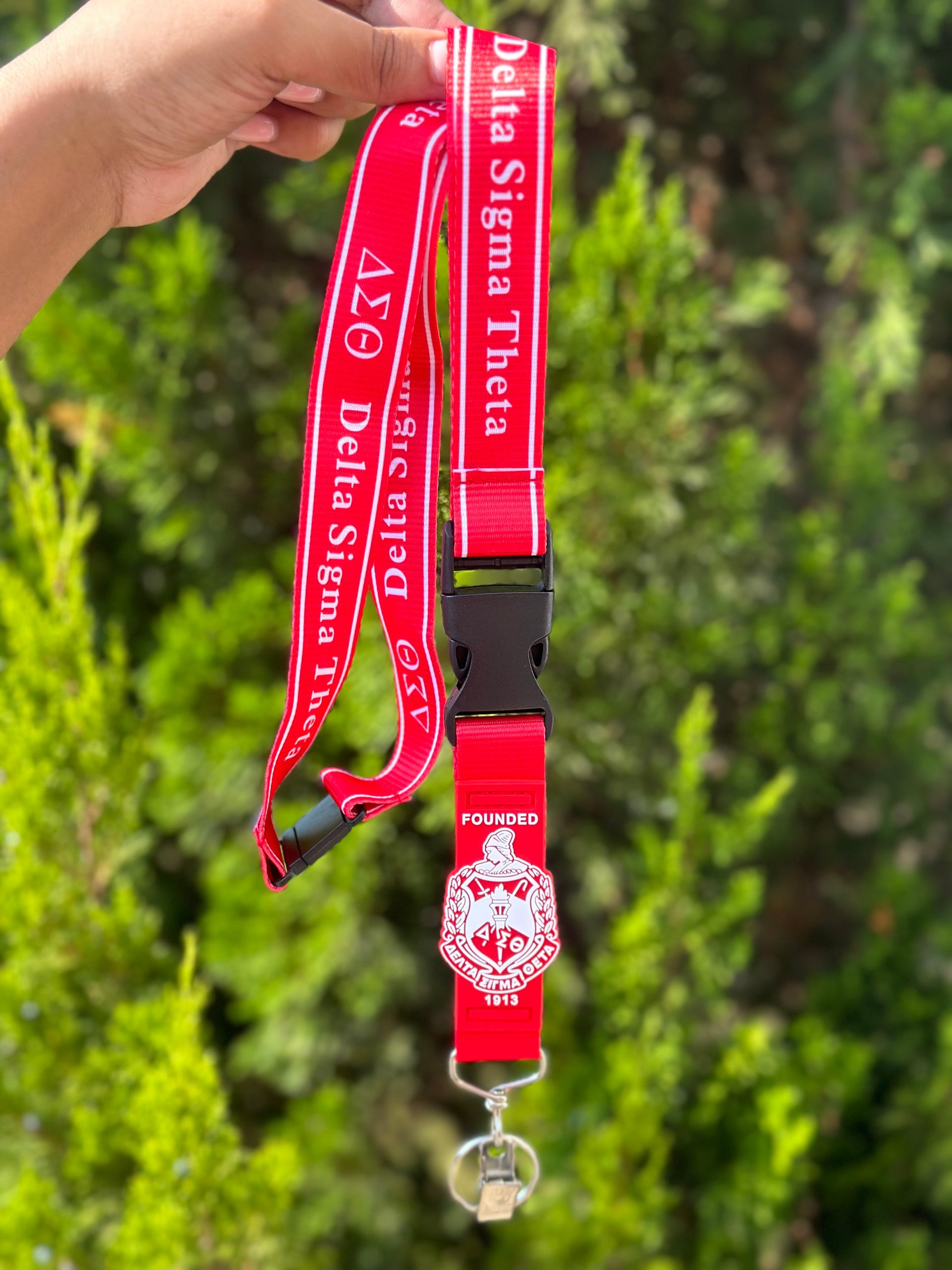 DST Red & White Emblem Lanyard