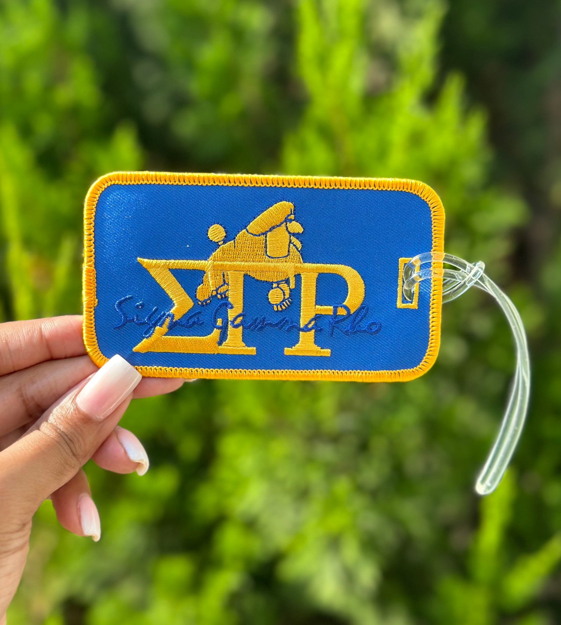 SGRHO Blue & Gold Poodle Embroidered Luggage Tag