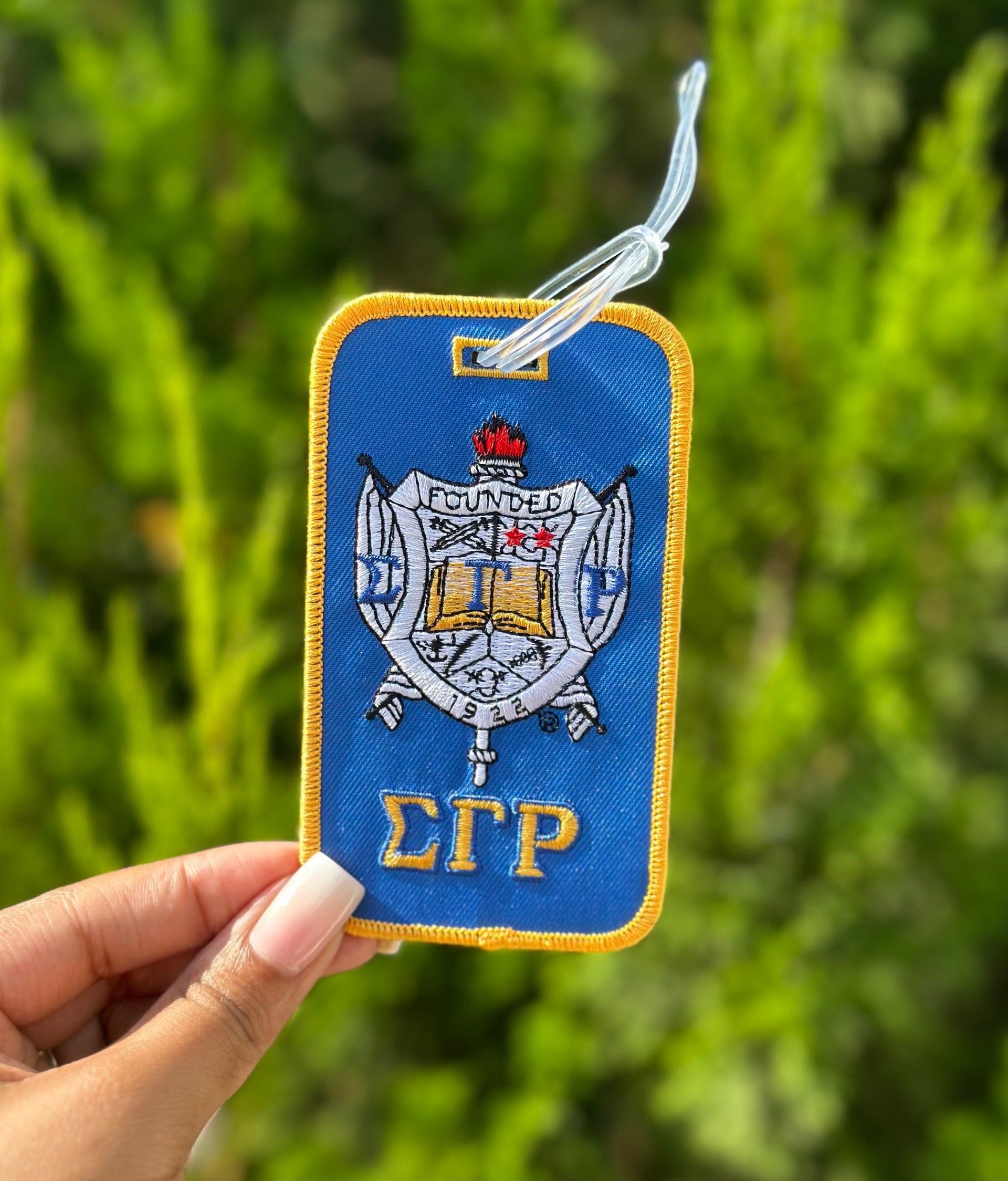 SGRHO Blue & Gold Embroidered Luggage Tag