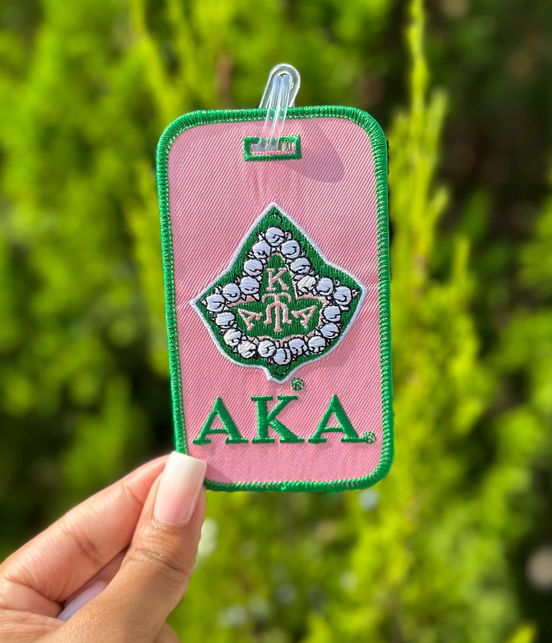 AKA Embroidered Ivy Leaf Luggage Tag