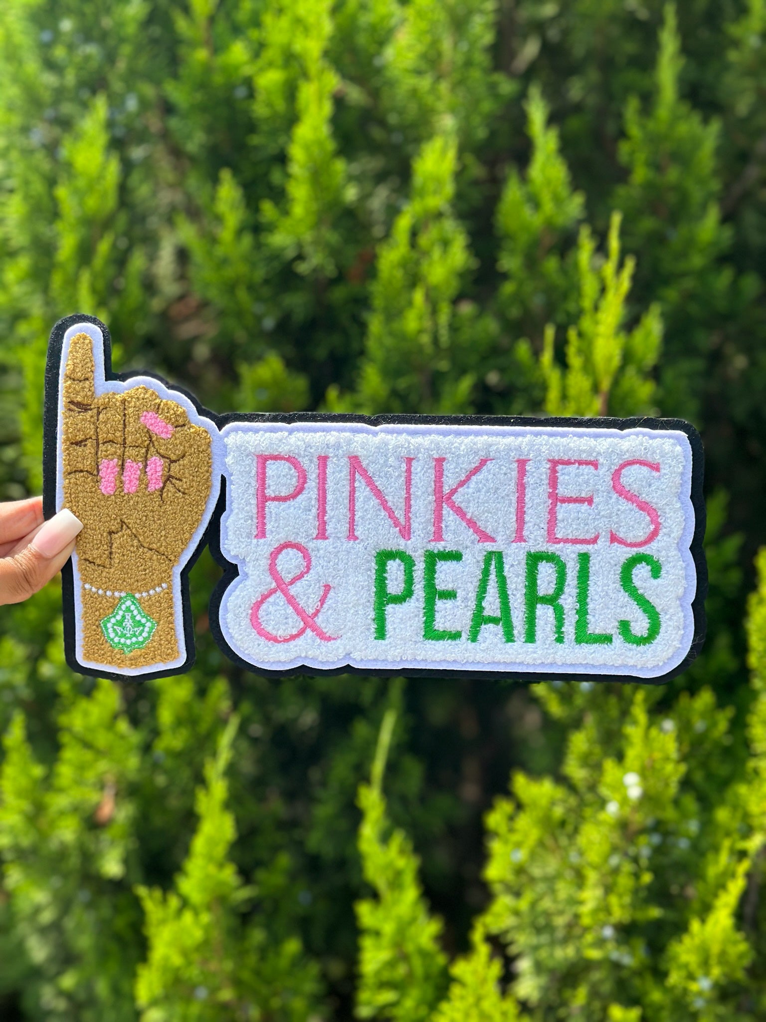 AKA Large Pinkies & Pearls Iron On Patch