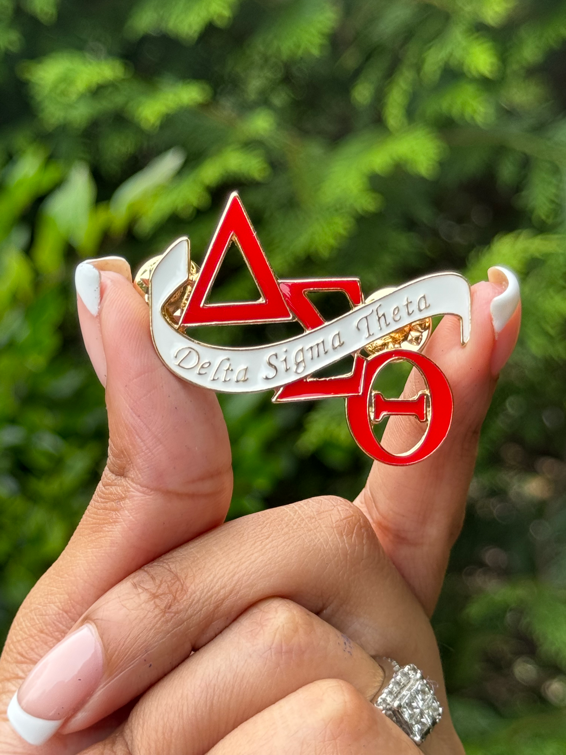 DST Red & White Lapel Pin